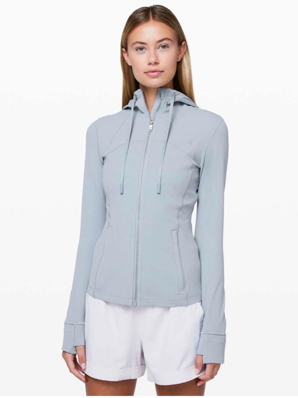 Lululemon Hooded Define Jacket Sz 10 Grey Blue Pockets Lulu Workout Compression